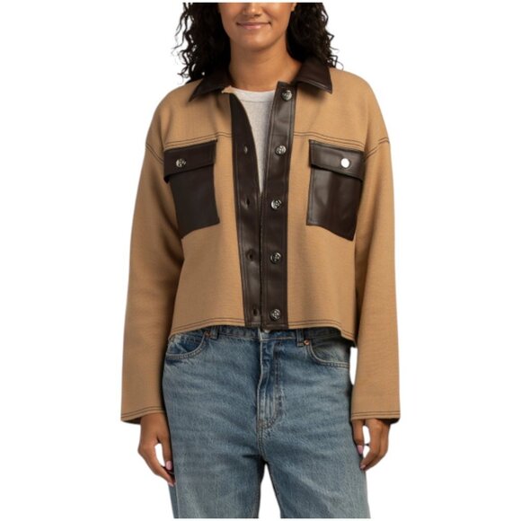NANETTE BY NANETTE LEPORE Faux Leather Combo Sweater Jacket